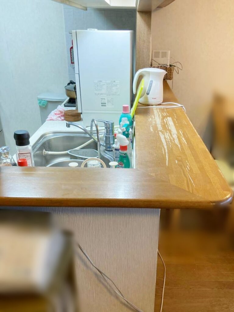 ｶｳﾝﾀｰは表面が剥げてしまっていました。