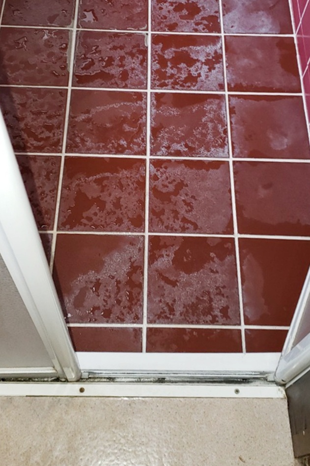 普段のお掃除では落としきれない水垢の付着がみられました。