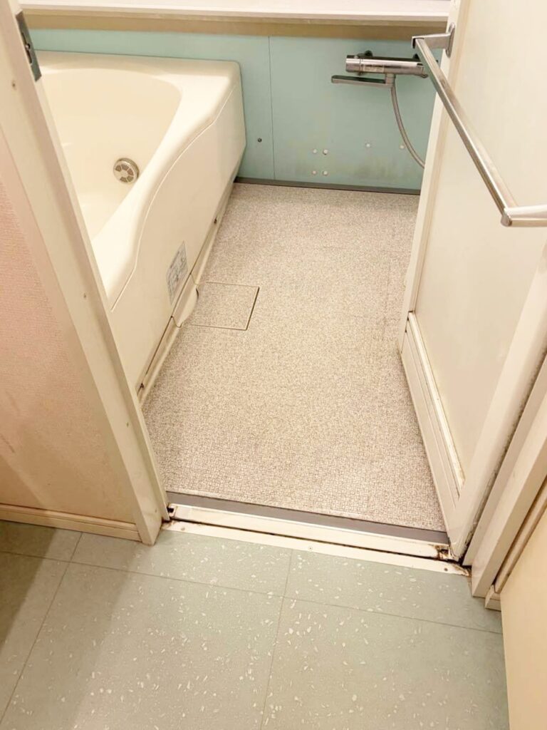 水栓下の壁や床の目地部分などに汚れがみられました。