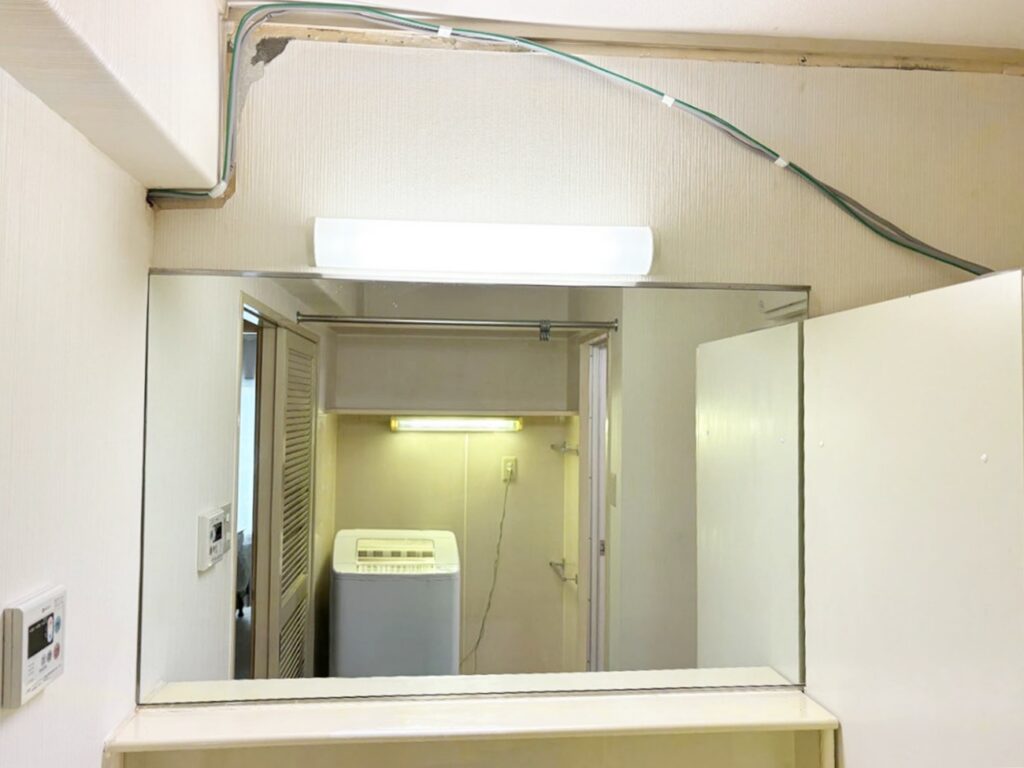 ﾐﾗｰ部分は一面鏡。ｻｯと使える収納はありませんでした。